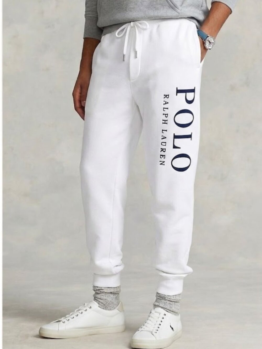 Polo Ralph Lauren White Logo Embroidered Sweatpants Men XL Athleisure Joggers